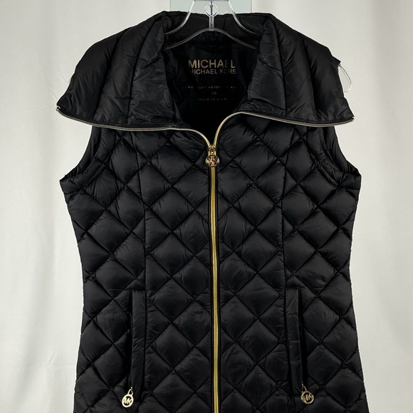 Michael Michael Kors Ultra Lightweight Down Puffer Vest Black Size XS Packable - Picture 15 of 16